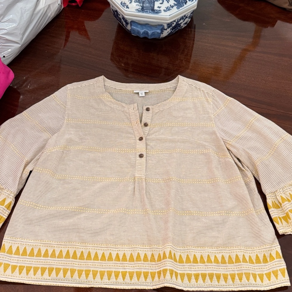 J. Jill Cream and Gold Blouse